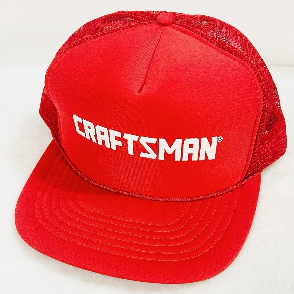 Craftsman Vintage Trucker Rope Foam Hat Cap Adjustable Snapback‎ Red Outdoors
